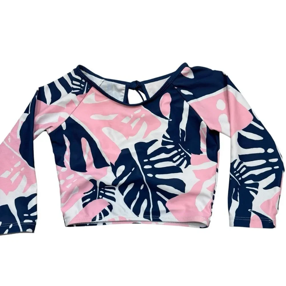 Girls Blueberry Bay Keyhole Back Long Sleeve Swim‎ Top Rash Guard Size 6 Years